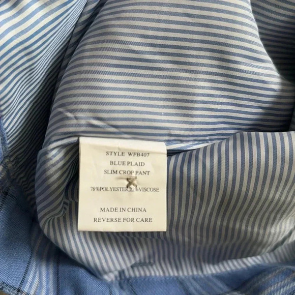 Wildfang blue plaid slim crop pants 20 NWOT - Picture 4 of 6